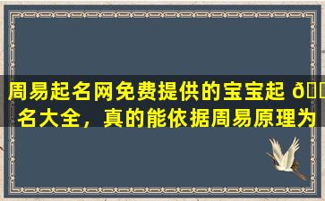 周易起名网免费提供的宝宝起 🐘 名大全，真的能依据周易原理为孩子起到 🐒 助运旺运的好名字吗